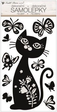 Anděl Samolepky na zeď - Prostorová kočka s motýly - 24 x 47 cm - 10491