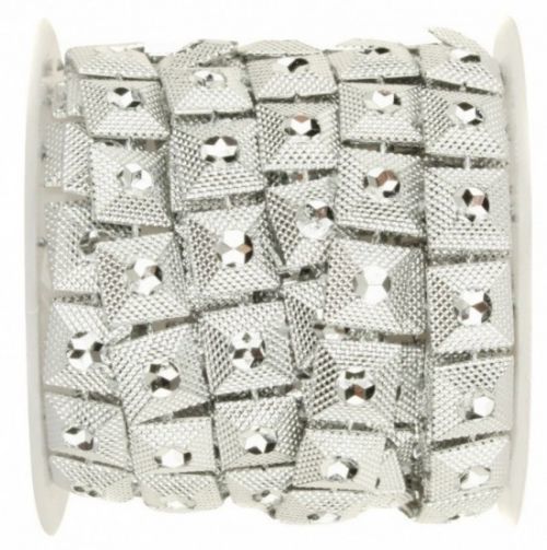 Anděl Řetěz se čtverci a kamínkem, stříbrný, vánoční - 1914