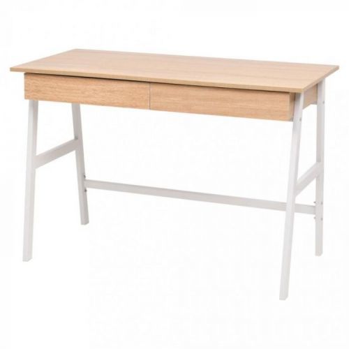 Psací stůl 110x55 cm dub / bílá Dekorhome