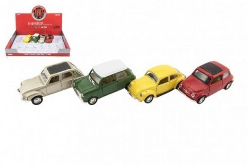 Auto retro 11cm kov/plast na baterie se světlem na zpětné natažení