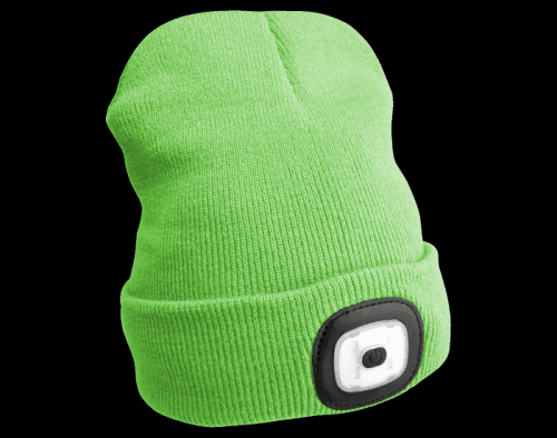 Čepice s čelovkou 45lm, nabíjecí, USB, univerzální velikost, fluorescentní zelená SIXTOL