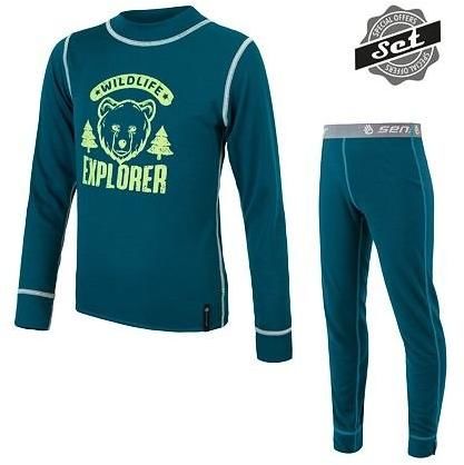 Sensor Double Face Set Wild dětský triko dl.rukáv + spodky safír 90