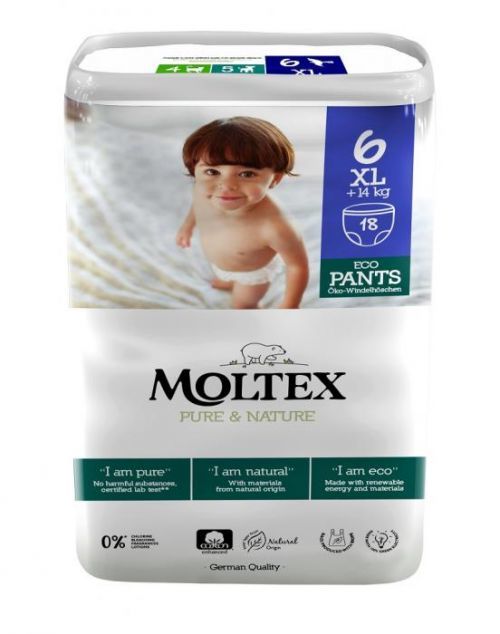 Ontex Group Natahovací plenkové kalhotky Moltex Pure & Nature XL +14 kg (18 ks)