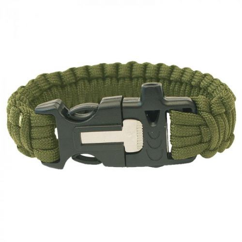 Highlander Paracord - trojzubec, píšťalka, křesadlo olivově zelená