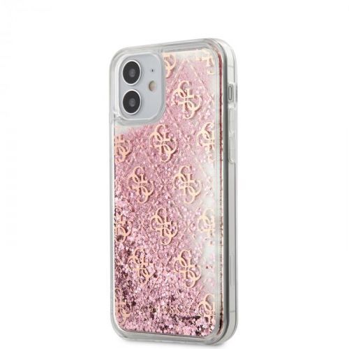 Ochranný kryt pro iPhone 12 - Guess, 4G Liquid Glitter Pink GUHCP12SLG4GSPG