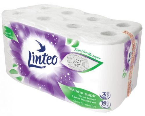 Toaletní papír LINTEO 16 rolí, bílý, 3-vrstvý, 20m