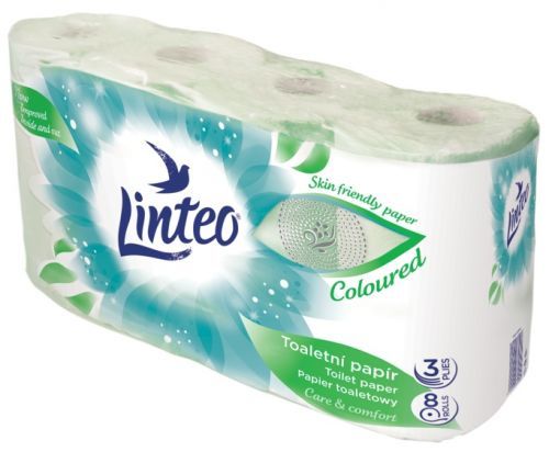 Toaletní papír LINTEO 8 rolí, zelený, 3-vrstvý, 20m