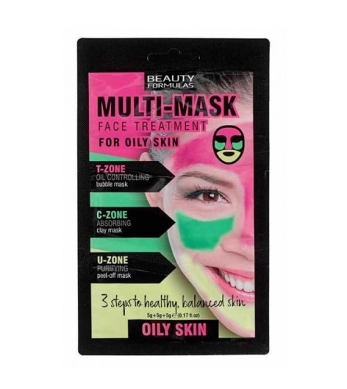 BeautyFormulas  Beauty Formulas Třízónová pleťová maska pro mastnou pleť 3x5g