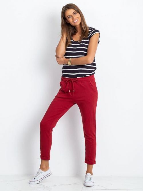 DÁMSKÉ TMAVĚ-ČERVENÉ TEPLÁKY -RV-DR-3589.06X-BURGUNDY Velikost: XL