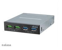 AKASA přední panel HUB 4 Port USB nabíjecí panel s dual Quick Charge 3.0 a dual USB 3.1 porty, AK-ICR-34