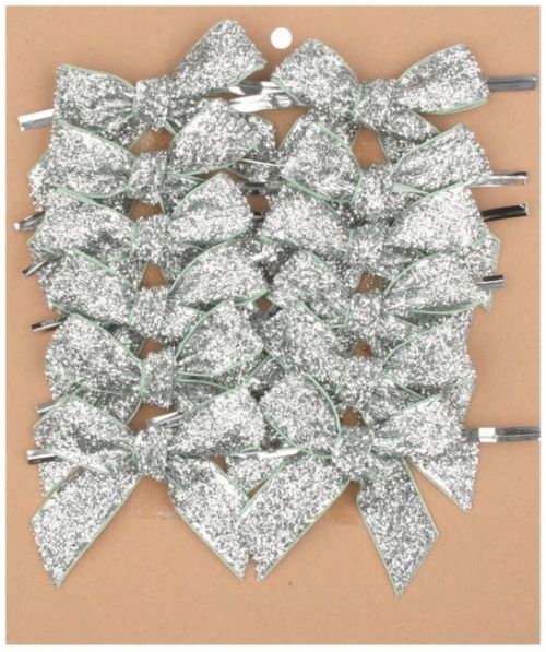 Anděl Mašle sametová stříbrná třpytivá 8 cm, 12 ks 5916