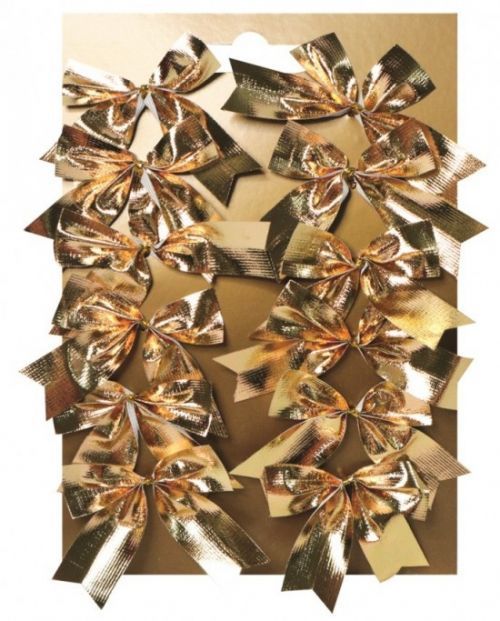 Anděl Mašle textil 5 cm na platíčku 12 ks, zlatá 18028