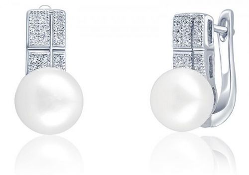 JwL Luxury Pearls Nádherné náušnice s pravou perlou a zirkony JL0644