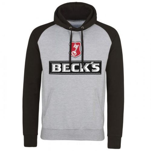 Mikina s kapucí Hybris Baseball Becks Beer - šedá-černá, XXL