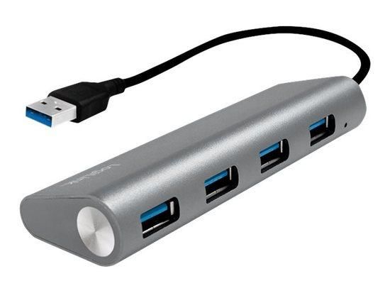 LOGILINK - USB 3.0 hub, 4 port with card reader, aluminum casing, silver, UA0307