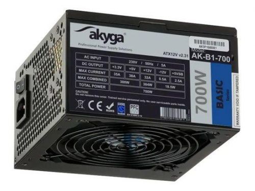 Akyga AK-B1-700BE ATX Zdroj 700W BLACK EDITION P4+4 PCI-E SATA PPFC 12 cm, AK-B1-700BE