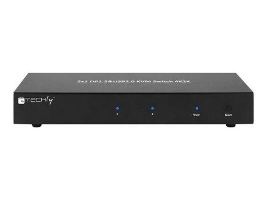 Techly 2-portový přepínač KVM DisplayPort/USB 2x1 s duálním video a audio, 101928
