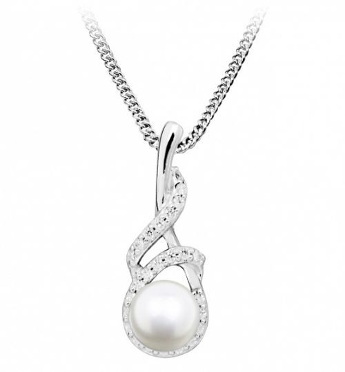 Silver Cat Něžný náhrdelník s perlou a zirkony SC413