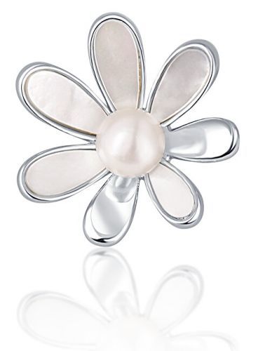 JwL Luxury Pearls Perlová brož 2v1 s pravou bílou perlou a perletí JL0660