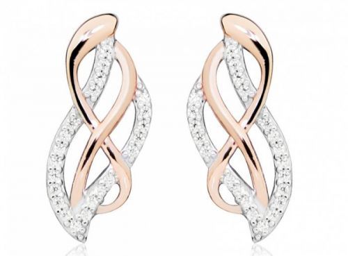 Silver Cat Elegantní bicolor náušnice se zirkony SC434