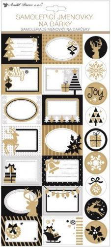 Anděl Samolepicí jmenovky na dárky s glitry - 18 x 40 cm - 23 ks - 10652