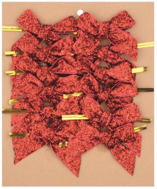 Anděl Mašle sametová červená třpytivá 8 cm, 12 ks 5918