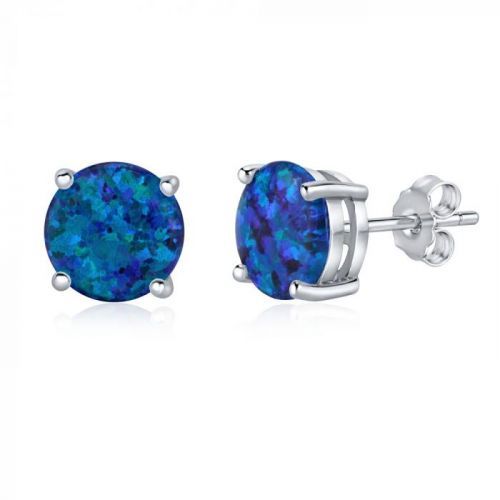 Stříbrné puzetové náušnice pecky s tmavě modrým opálem - JJJ302004DB