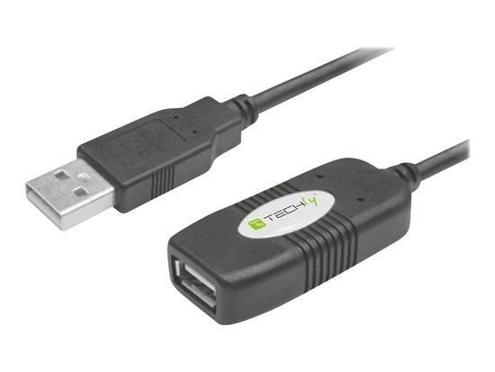 Techly Prodlužovací kabel USB 2.0 aktívní USB A/USB A M/F 10m černý