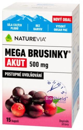 Swiss NatureVia Mega brusinky Akut 15 kapslí