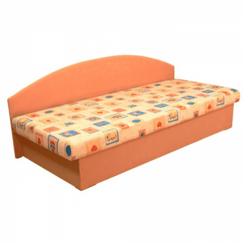 Celočalouněná válenda s molitanovou matrací, oranžová + vzor, EDO 3