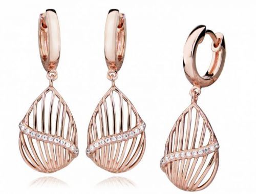 Silver Cat Stylové růžově zlacené náušnice se zirkony SC427