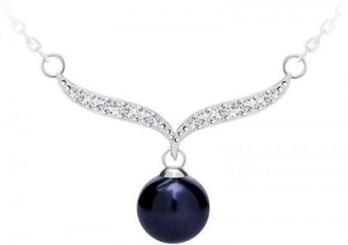 Preciosa Elegantní stříbrný náhrdelník s pravou černou perlou Paolina 5306 20
