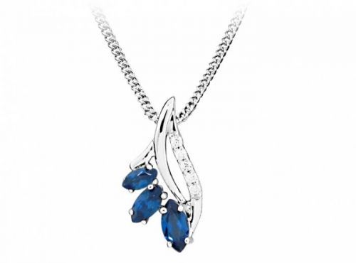 Silver Cat Módní náhrdelník se zirkony a safírovým sklem SC385