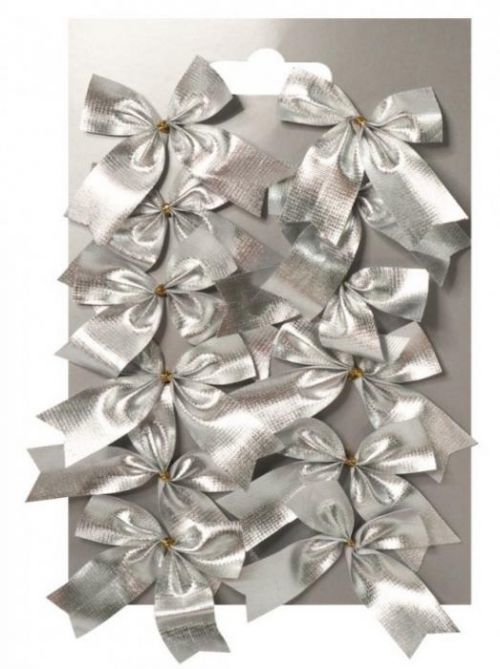 Anděl Mašle textil 5 cm na platíčku 12 ks, stříbrná 18026