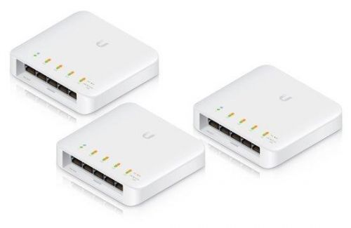 UBNT UniFi Switch USW Flex - 5x Gbit RJ45, 1x PoE In 802.3bt, 4x PoE Out 802.3af/at, venkovní - sada 3ks, USW-Flex-3