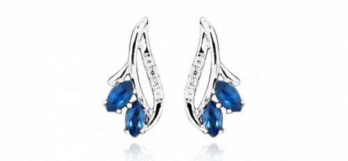 Silver Cat Módní náušnice se zirkony a safírovým sklem SC386