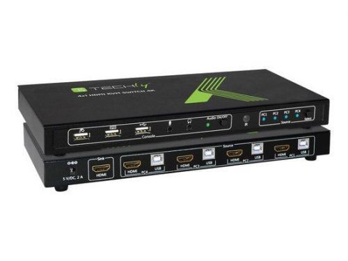 Techly 4-portový HDMI/USB KVM přepínač 4x1 s audio, 028702