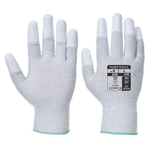Antistatické rukavice PU Fingertip L 9 šedá