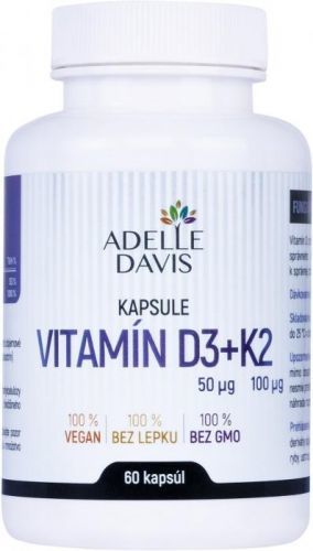 Adelle Davis Vitamín D3 50 mcg + K2 100 mcg 60  kapslí