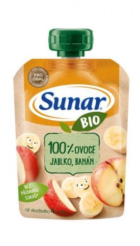 Sunar BIO ovocná kapsička jablko, banán 4m+ ,100 g