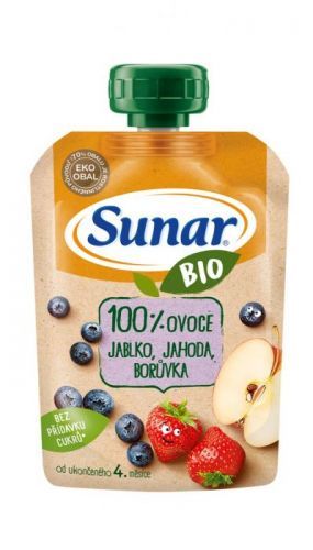 Sunar BIO ovocná kapsička jablko, jahoda, borůvka 4m+ 100g