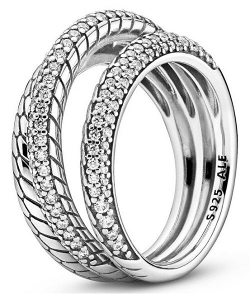 Pandora Designový prsten s hadím vzorem 199083C01 52 mm