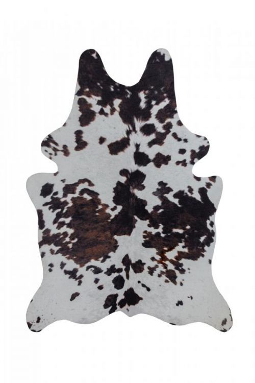 Flair Rugs koberce Kusový koberec Faux Animal Cow Print Black/White - 155x190 tvar kožešiny cm Bílá