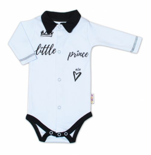Baby Nellys Baby Nellys Body dlouhý rukáv s límečkem, modré Little Prince 56 (0-3m)