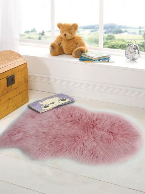Flair Rugs koberce Kusový koberec Faux Fur Sheepskin Pink - 60x90 cm Bílá
