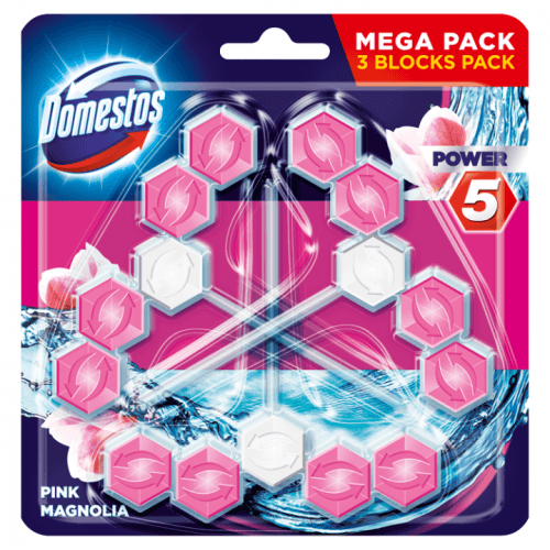 Domestos Power 5 Magnolia tuhý WC blok 3 x 55 g