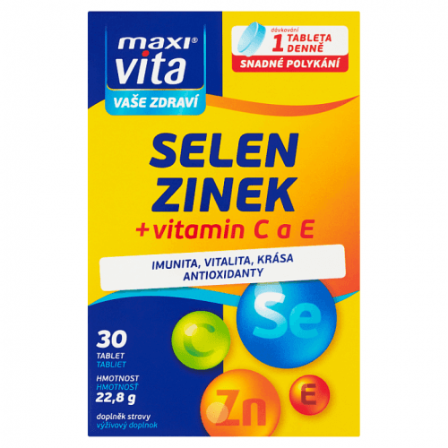 MaxiVita Vaše zdraví Selen + zinek + vitamin C a E 30 tablet 22,8g