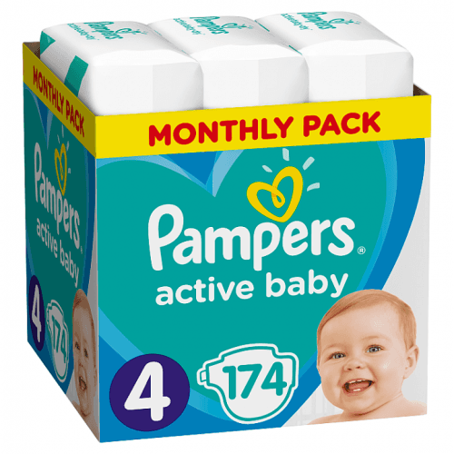 Pampers Pleny Active Baby 4 Maxi (8-14kg) Měsíční balení - 174 ks