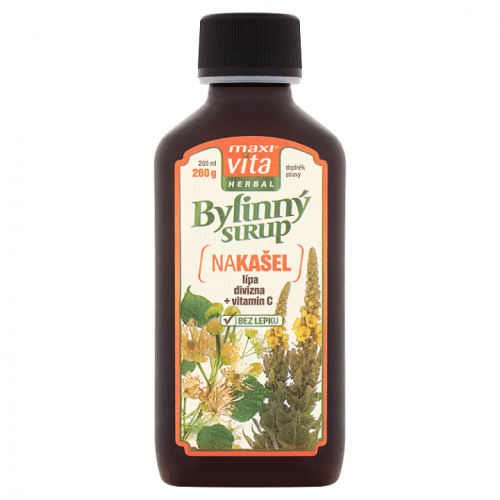 MaxiVita Herbal Bylinný sirup na kašel lípa, divizna + vitamin C 200ml