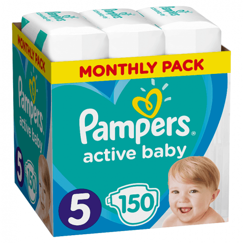 PAMPERS Active Baby 5 (11-16 kg) 150 ks MĚSÍČNÍ ZÁSOBA – jednorázové pleny